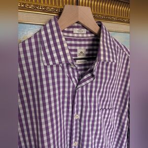 Peter Millar Purple and White Checkered Shirt Large